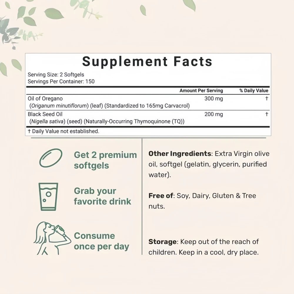 Black Seed Oil Oregano Softgels